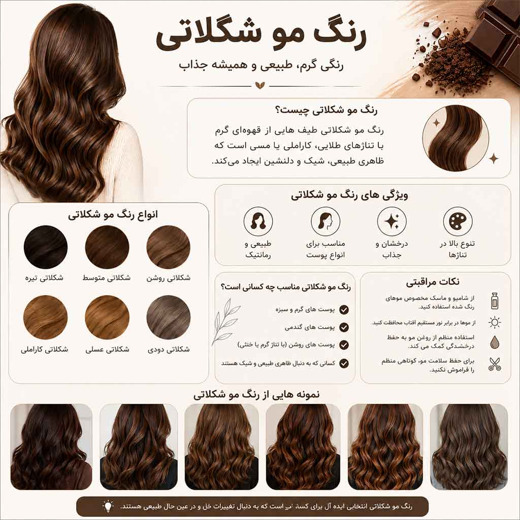انواع تناژهای رنگ مو شکلاتی